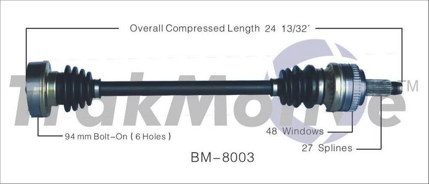 BMW CV Axle Shaft - Rear Driver Side - Aftermarket BM8003